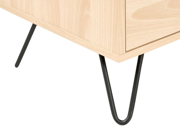 Kommode Lysebrun Sponplater 6 skuffer Svarte ben Minimalistisk design Soverom Stue