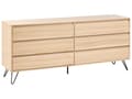 Miniatyrbilde 1 av 11: Kommode Lysebrun Sponplater 6 skuffer Svarte ben Minimalistisk design Soverom Stue
