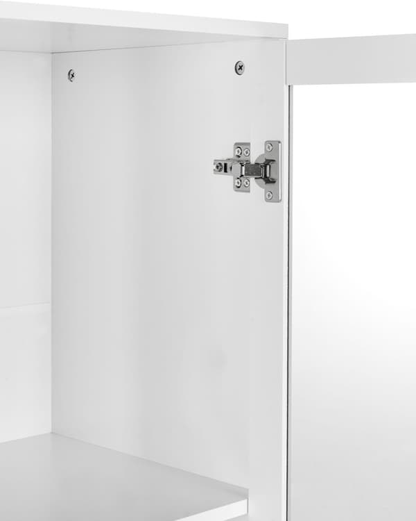 Vitrineskap Hvit MDF 160 x 80 x 40 cm Glassdører 2 hyller 2 skuffer Gulldetaljer Oppbevaring Stue Spisestue
