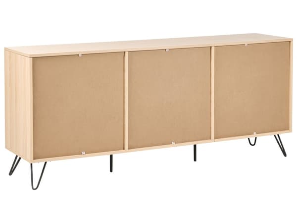 Skænk Lysebrun Spånplade 2 døre 3 skuffer Sorte ben Minimalistisk design Soveværelse Stue