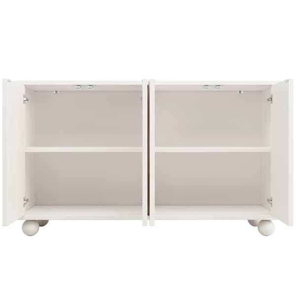 Moderne skænk - 4 døre med unikt design - lavet af MDF - hvid