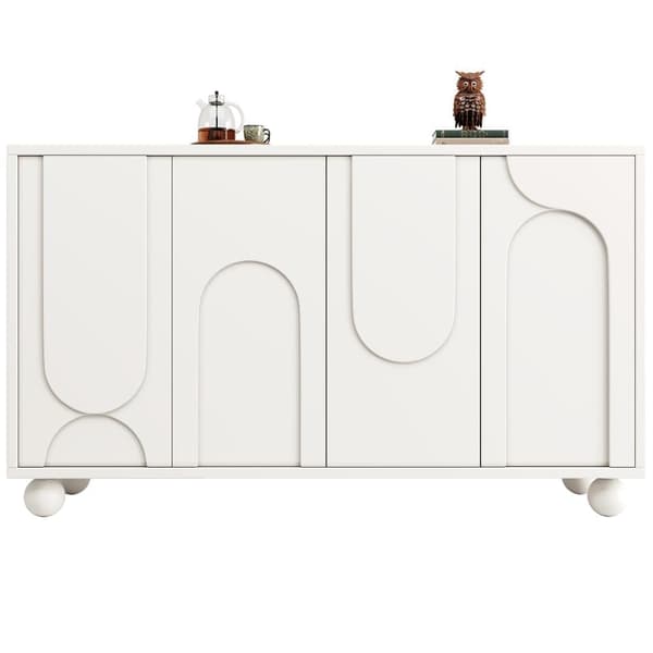Moderne skænk - 4 døre med unikt design - lavet af MDF - hvid