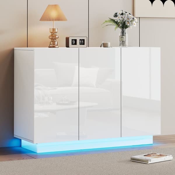 Senkki 120x40x75 cm - LED-valaistuksella - 3 ovella - lastulevy - valkoinen