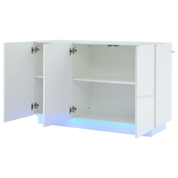 Senkki 120x40x75 cm - LED-valaistuksella - 3 ovella - lastulevy - valkoinen