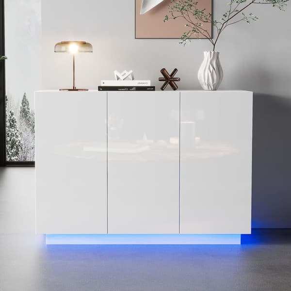Senkki 120x40x75 cm - LED-valaistuksella - 3 ovella - lastulevy - valkoinen