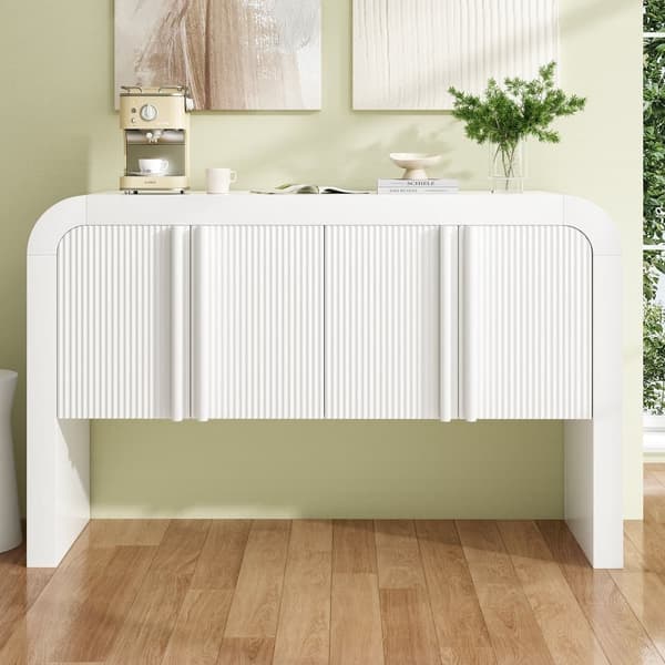 Modernt bufféskåp - 4 dörrar med unik design - tillverkat av MDF - vit