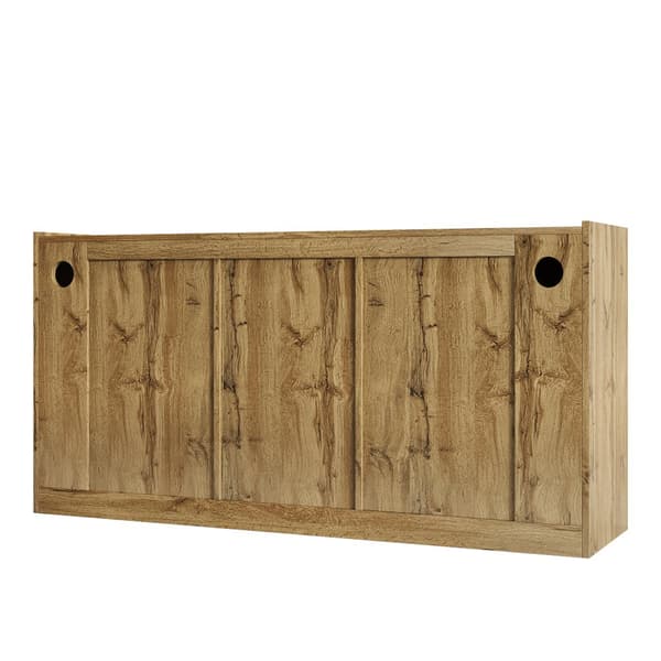 Buffet 150x40x70,5 cm - 3 ovea - profiloidut kahvat - korkeussäädettävät hyllyt - valkoinen + luonnollinen