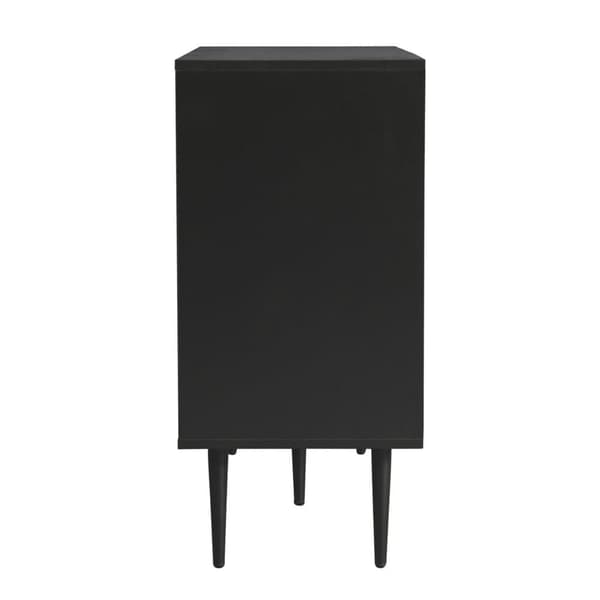 Senkki 120x38x79,5cm - 3 laatikolla - 2 ovella - metallijaloilla + lasiovet - musta