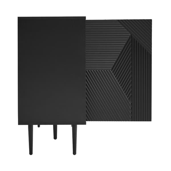 Senkki 120x38x79,5cm - 3 laatikolla - 2 ovella - metallijaloilla + lasiovet - musta