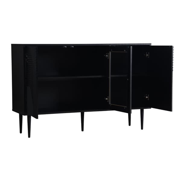 Senkki 120x38x79,5cm - 3 ovella - metallijaloilla + lasiovet - musta