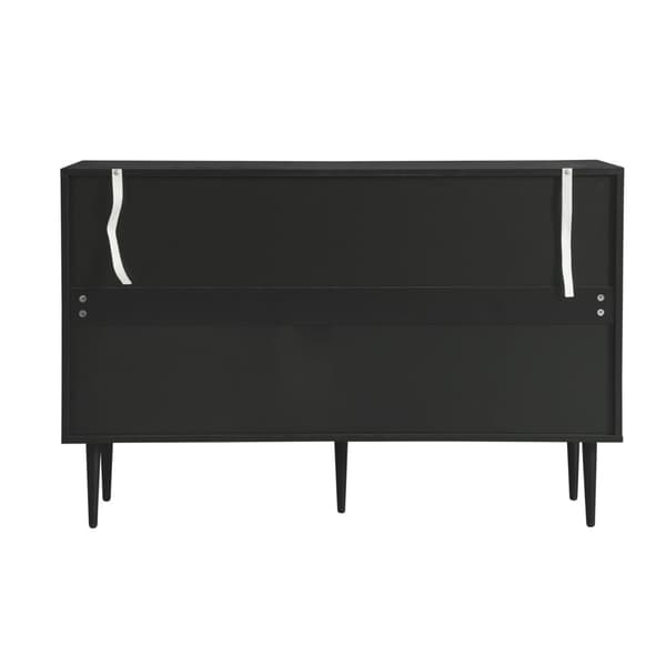 Senkki 120x38x79,5cm - 3 ovella - metallijaloilla + lasiovet - musta