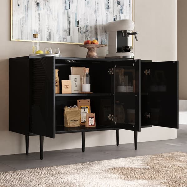 Senkki 120x38x79,5cm - 3 ovella - metallijaloilla + lasiovet - musta