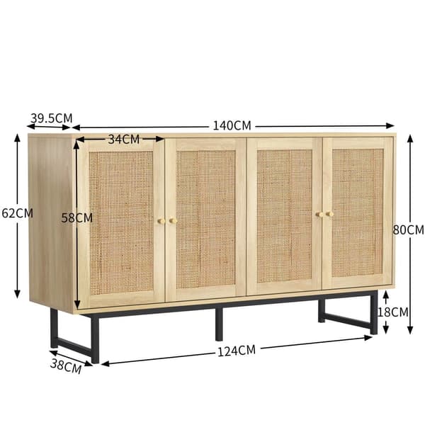 Sideboard i rotting - med 4 dörrar - natur