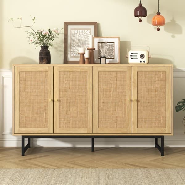 Sideboard i rotting - med 4 dörrar - natur