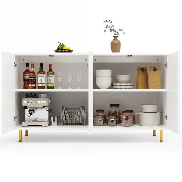 Moderne skænk - 4 døre med unikt design - lavet af MDF - hvid
