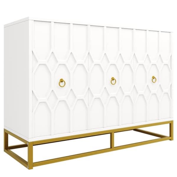 Moderni senkki 120×40×85 cm - 3 ovea säädettävillä hyllyillä - valkoinen