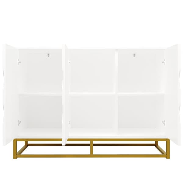 Moderni senkki 120×40×85 cm - 3 ovea säädettävillä hyllyillä - valkoinen