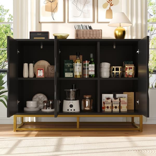 Modern skänk 120×40×85 cm - 3 dörrar med justerbara hyllor - Svart