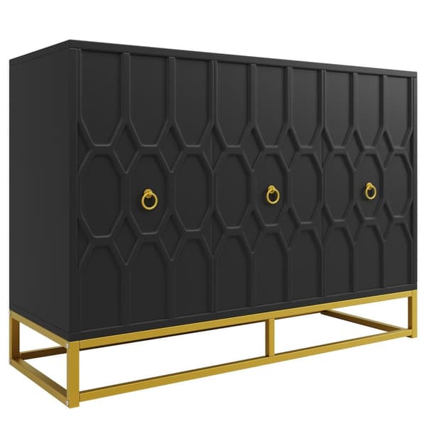 Modern skänk 120×40×85 cm - 3 dörrar med justerbara hyllor - Svart