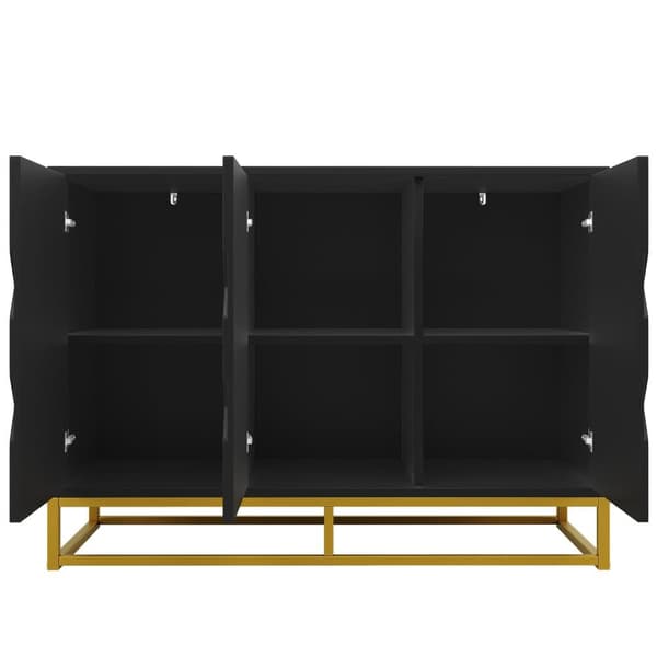 Modern skänk 120×40×85 cm - 3 dörrar med justerbara hyllor - Svart