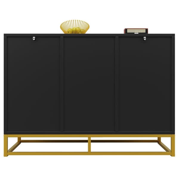 Modern skänk 120×40×85 cm - 3 dörrar med justerbara hyllor - Svart