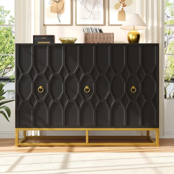 Modern skänk 120×40×85 cm - 3 dörrar med justerbara hyllor - Svart