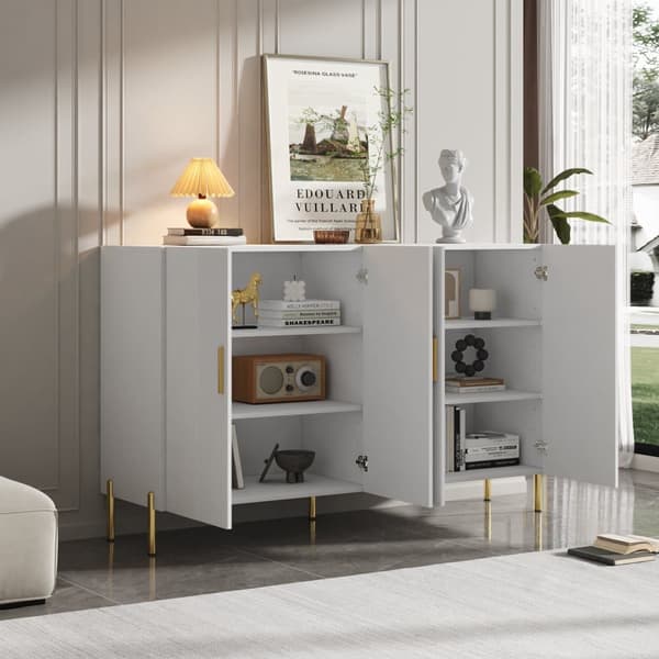 Skænk 160x35x100cm - 4 låger - Spånplade - Hvid