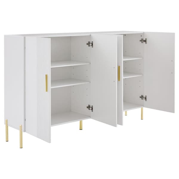 Skænk 160x35x100cm - 4 låger - Spånplade - Hvid