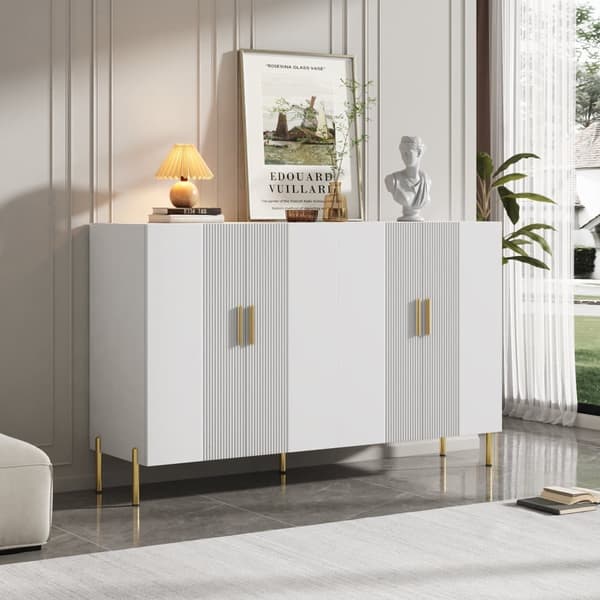 Skænk 160x35x100cm - 4 låger - Spånplade - Hvid