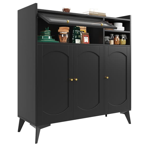 Moderne Buffet - Lavet af MDF - Med 3 låger og 3 rum - Sort
