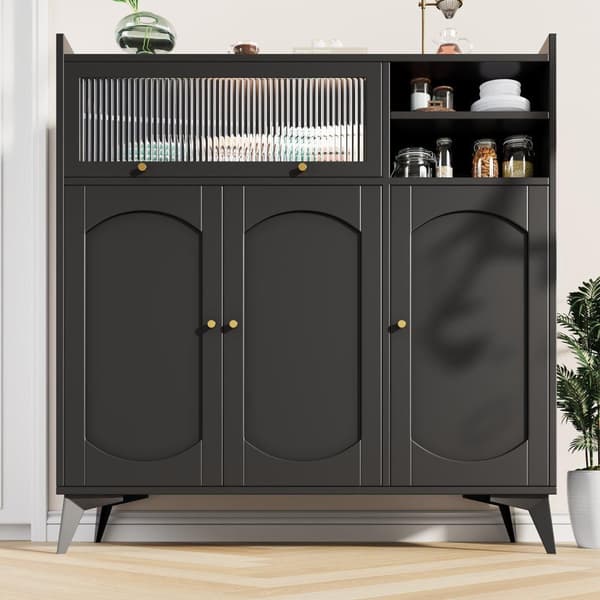 Moderne Buffet - Lavet af MDF - Med 3 låger og 3 rum - Sort