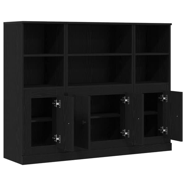 Högt skåp Svart Ek 132x35,5x103,5 cm Konstruerat trä