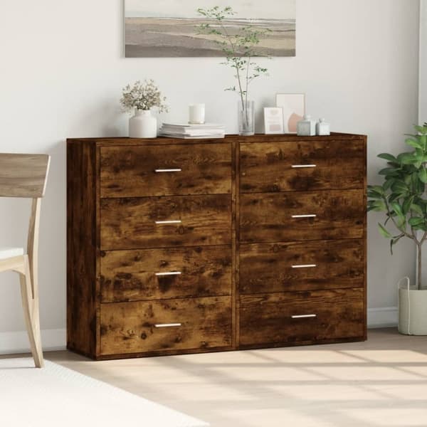 Skänkar 2 st rökfärgad ek 60x31x84 cm konstruerat trä