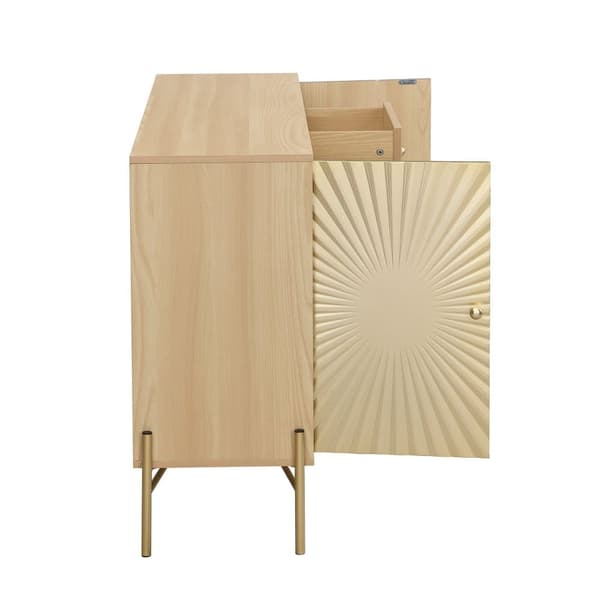 Moderne skænk - med 2 låger og 3 skuffer - MDF - Natural