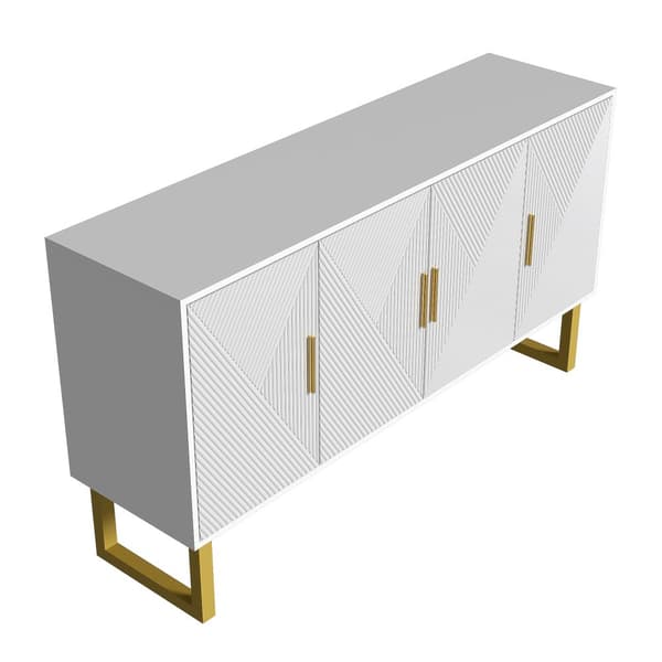 Modernt sideboard - 4 dörrar med justerbara hyllor - Vit
