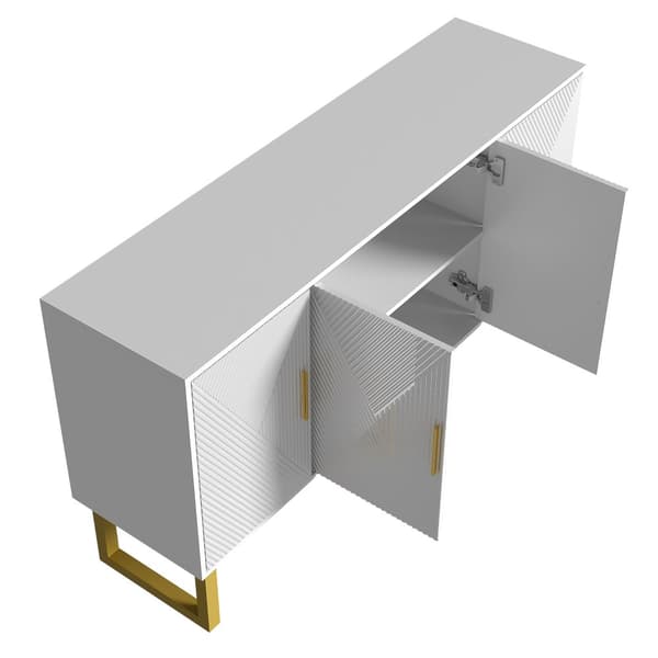 Modernt sideboard - 4 dörrar med justerbara hyllor - Vit