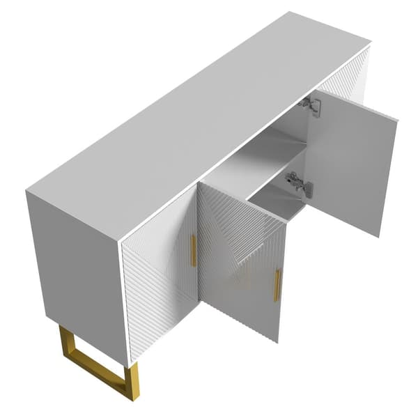 Modernt sideboard - 4 dörrar med justerbara hyllor - Vit