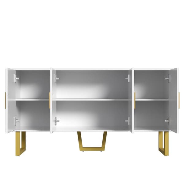 Modernt sideboard - 4 dörrar med justerbara hyllor - Vit