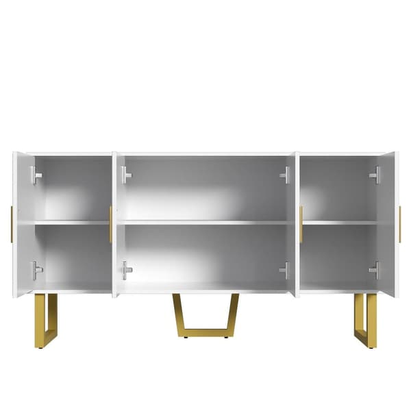 Modernt sideboard - 4 dörrar med justerbara hyllor - Vit