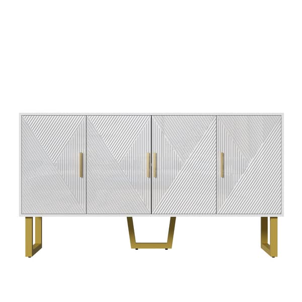 Modernt sideboard - 4 dörrar med justerbara hyllor - Vit