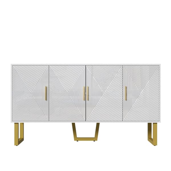 Modernt sideboard - 4 dörrar med justerbara hyllor - Vit