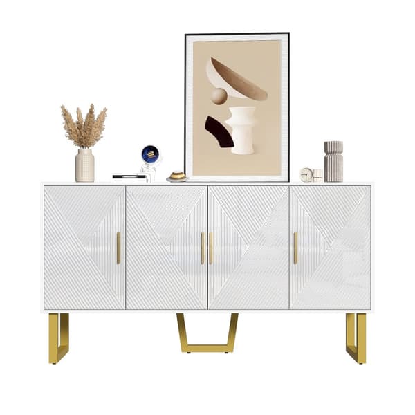 Modernt sideboard - 4 dörrar med justerbara hyllor - Vit
