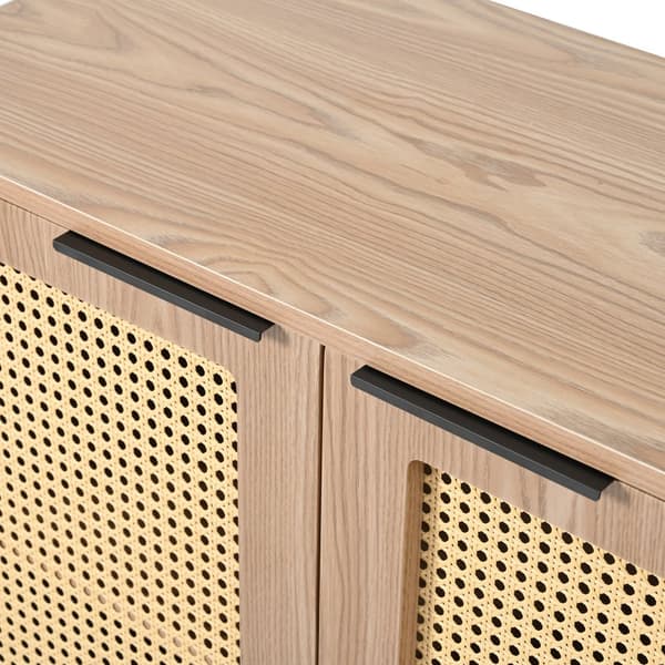 Skänk - 3 lådor och 2 dörrar med justerbara hyllor - MDF - Natur