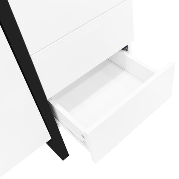 Sideboard 2 dörrar och 4 lådor - glansig look - vit och svart