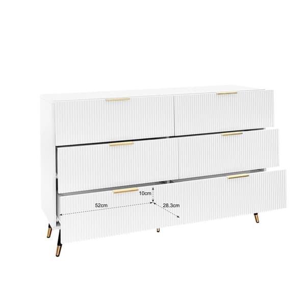 Sideboard, modern byrå - 6 lådor - spånskiva - vit