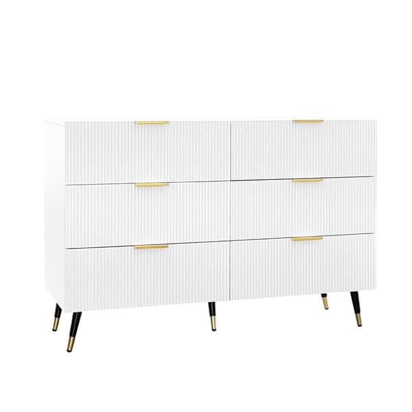 Sideboard, modern byrå - 6 lådor - spånskiva - vit
