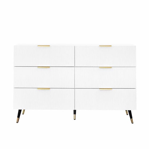 Sideboard, modern byrå - 6 lådor - spånskiva - vit