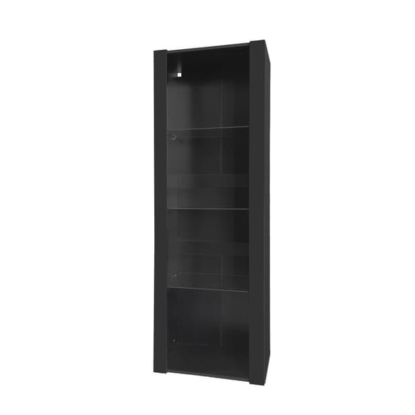Vitriinikaappi L 166 cm LEDillä - 3 lasihyllyä - Musta