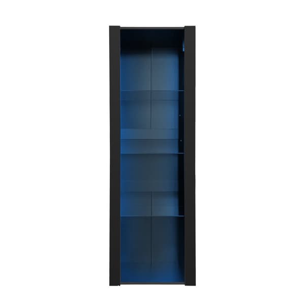 Vitriinikaappi L 166 cm LEDillä - 3 lasihyllyä - Musta