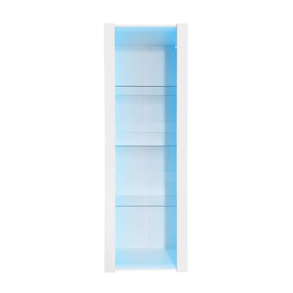 Vitrineskab L 166 cm med LED - 3 glashylder - Hvid